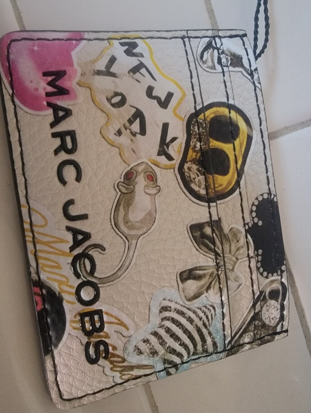 Marc Jacobs White Multi Graphic Leather Card Case